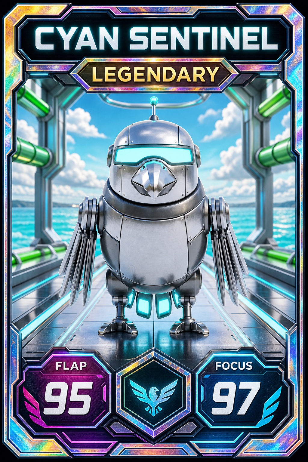 Cyan Sentinel legendary collectible card